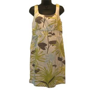 TORI RICHARD HONOLULU Green and Yellow Palm Dress - size 8